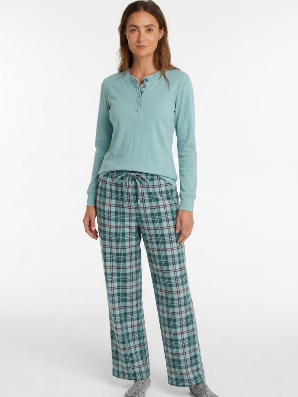LL Bean Cozy Pj Set Of 3 Plaid Size XS